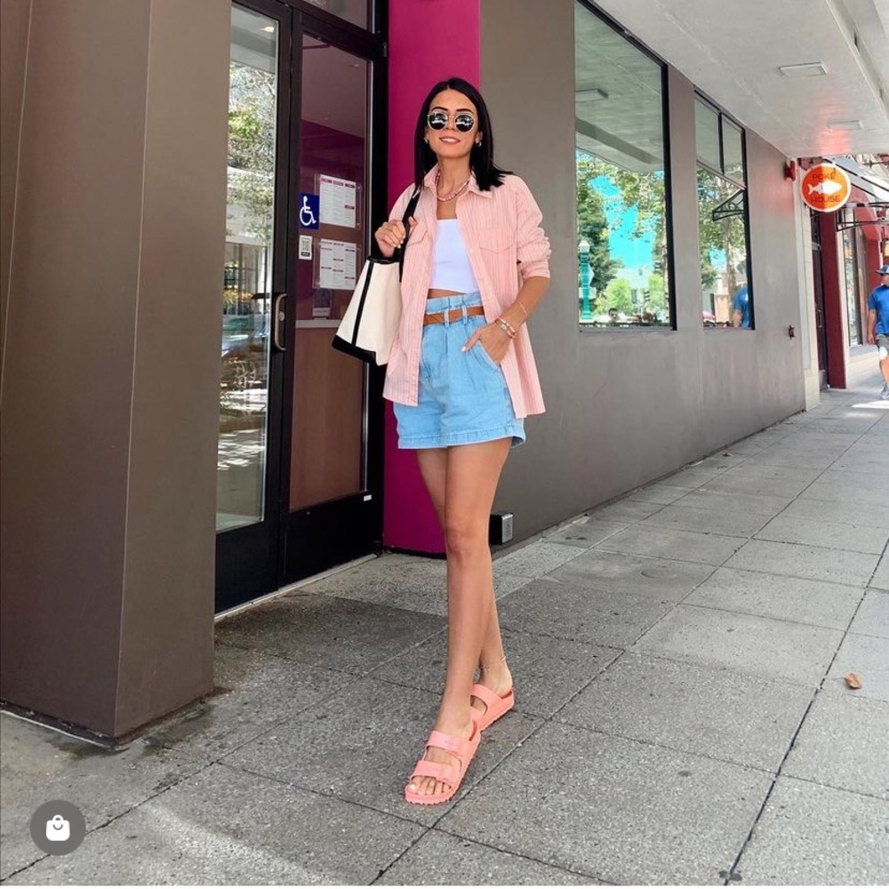 Zara belted high waisted paper bag denim shorts